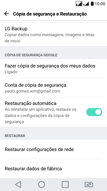 Pressione Restaurar dados de fábrica. Pressione Restaurar dados de fábrica.