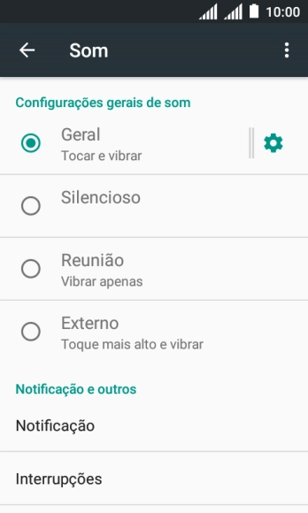 Pressione o ícone de configurações ao lado de Pressione o ícone de configurações ao lado de
