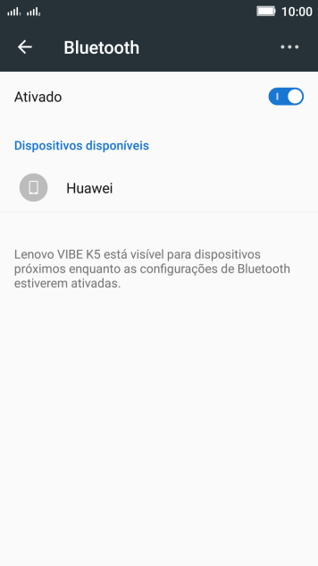 Pressione o dispositivo Bluetooth desejado, e siga as instruções da tela para conectar o dispositivo ao seu celular. Pressione o dispositivo Bluetooth desejado, e siga as instruções da tela para conectar o dispositivo ao seu celular.