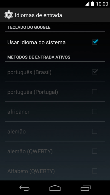 Pressione Usar idioma do sistema para desativar. Pressione Usar idioma do sistema para desativar.