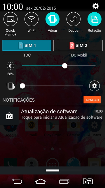 Pressione o ícone de configurações. Pressione o ícone de configurações.