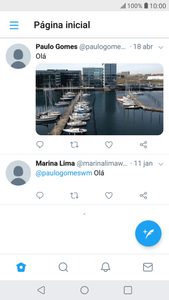 Pressione o ícone de novo tweet. Pressione o ícone de novo tweet.