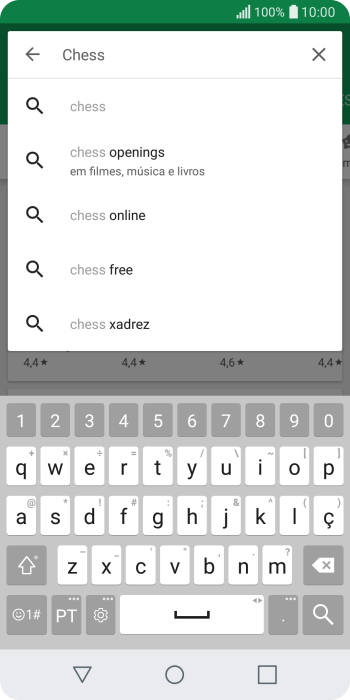 Insira o nome ou assunto do app desejado, e pressione o ícone de busca. Insira o nome ou assunto do app desejado, e pressione o ícone de busca.