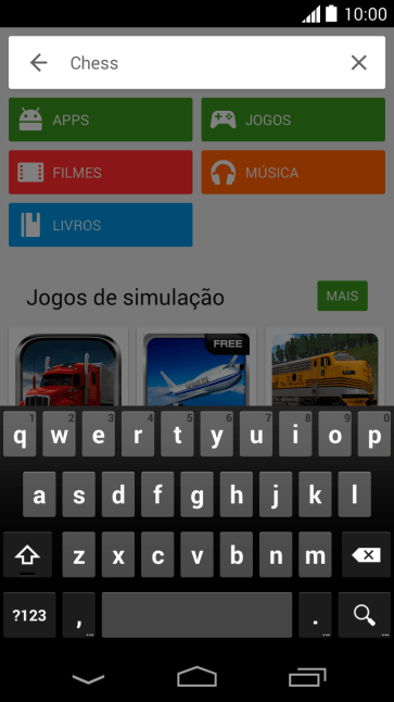 Insira o nome ou assunto do app desejado, e pressione o ícone de busca. Insira o nome ou assunto do app desejado, e pressione o ícone de busca.