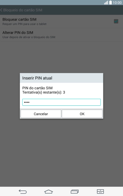 Insira o código PIN e pressione OK. O código PIN padrão é 1010. Insira o código PIN e pressione OK. O código PIN padrão é 1010.
