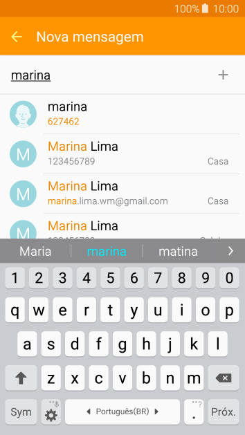 Pressione o contato desejado. Pressione o contato desejado.