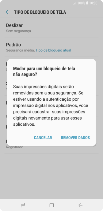 Pressione REMOVER DADOS. Pressione REMOVER DADOS.