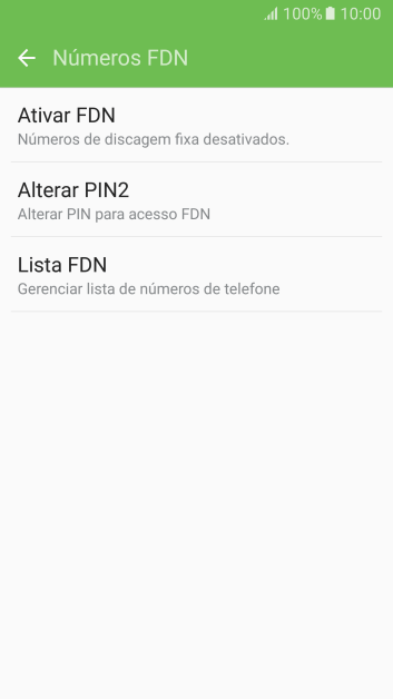 Pressione Ativar FDN para ativar a os números de discagem fixa. Pressione Ativar FDN para ativar a os números de discagem fixa.