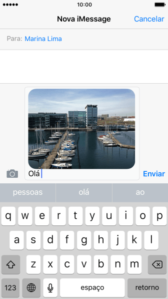 Pressione Enviar, quando você terminar de digitar sua iMessage. Pressione Enviar, quando você terminar de digitar sua iMessage.