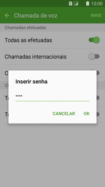 Digite sua senha de bloqueio, e pressione OK. Digite sua senha de bloqueio, e pressione OK.