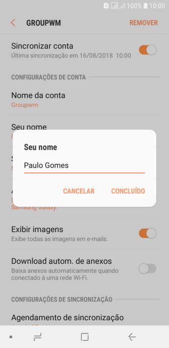 Digite o nome do remetente, e pressione CONCLUÍDO. Digite o nome do remetente, e pressione CONCLUÍDO.