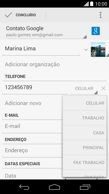 Pressione o tipo de número desejado. Pressione o tipo de número desejado.