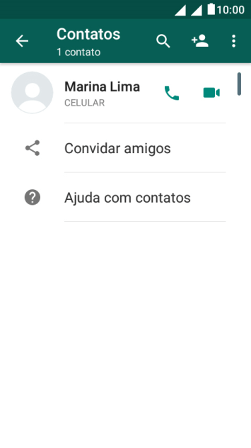 Pressione o ícone de busca, e digite as primeiras letras do nome do contato. Pressione o ícone de busca, e digite as primeiras letras do nome do contato.