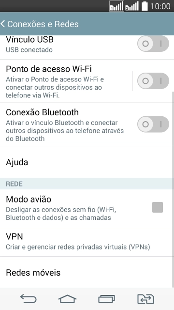 Pressione Redes móveis. Pressione Redes móveis.