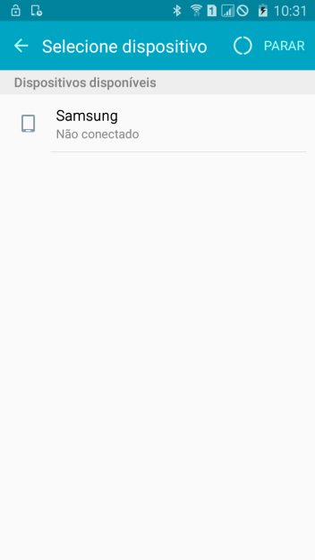 Pressione o dispositivo Bluetooth desejado, e aguarde um instante enquanto o arquivo é transferido. Pressione o dispositivo Bluetooth desejado, e aguarde um instante enquanto o arquivo é transferido.