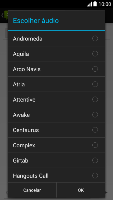 Pressione o arquivo de áudio desejado. Pressione o arquivo de áudio desejado.