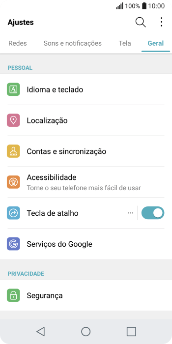 Pressione Contas e sincronização. Pressione Contas e sincronização.