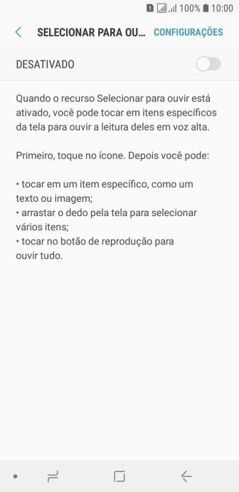 Pressione o indicador para ativar a função. Pressione o indicador para ativar a função.