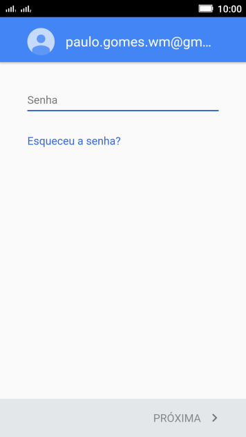 Pressione o campo de escrever, e digite a senha da sua conta Google. Pressione o campo de escrever, e digite a senha da sua conta Google.