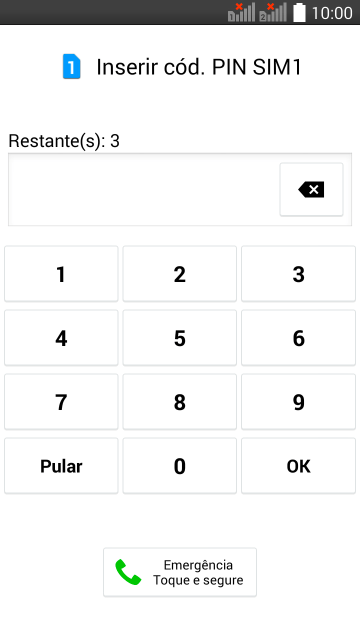 Se você ativar o chip, deve inserir o código PIN e pressionar OK. Se você ativar o chip, deve inserir o código PIN e pressionar OK.