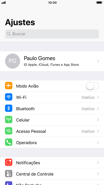 Pressione seu ID Apple. Pressione seu ID Apple.