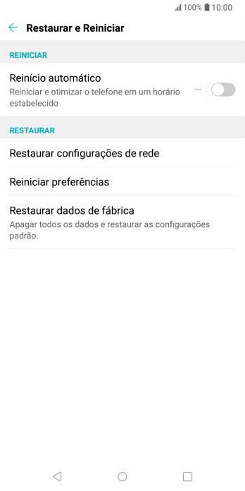 Pressione Restaurar dados de fábrica. Pressione Restaurar dados de fábrica.
