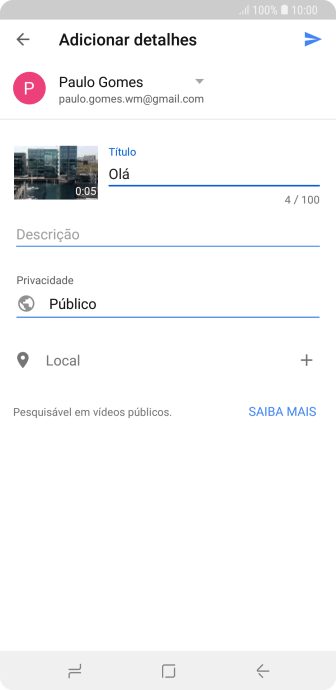 Escreva o texto desejado, e pressione o ícone de upload. Escreva o texto desejado, e pressione o ícone de upload.