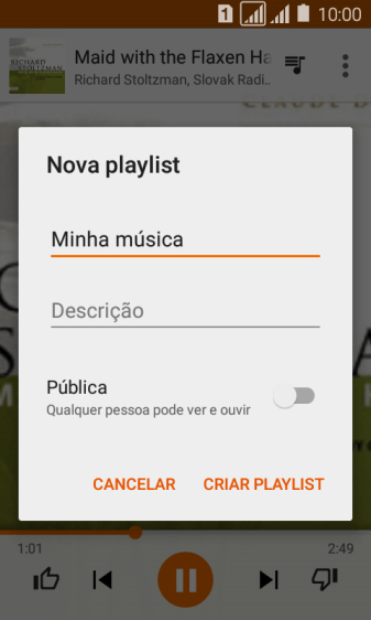 Pressione CRIAR PLAYLIST. Pressione CRIAR PLAYLIST.