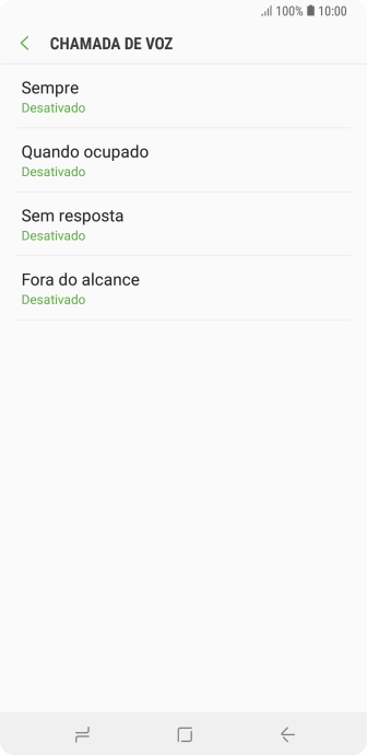 Pressione o tipo de encaminhamento desejado. Pressione o tipo de encaminhamento desejado.