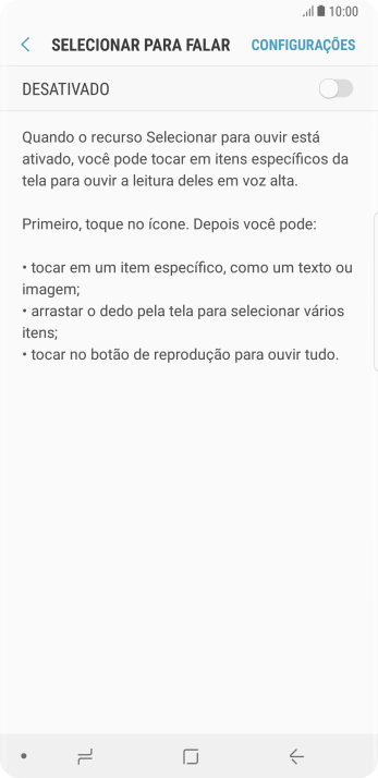 Pressione o indicador para ativar a função. Pressione o indicador para ativar a função.