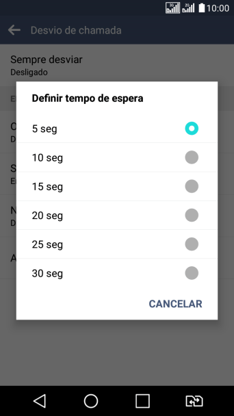 Se você encaminhar chamadas perdidas, você deve selecionar o intervalo do encaminhamento. Pressione o intervalo desejado. Se você encaminhar chamadas perdidas, você deve selecionar o intervalo do encaminhamento. Pressione o intervalo desejado.