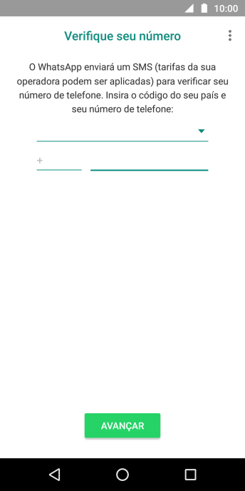 Pressione AVANÇAR. Aguarde até que o celular receba uma SMS para confirmar seu número de telefone. Pressione AVANÇAR. Aguarde até que o celular receba uma SMS para confirmar seu número de telefone.