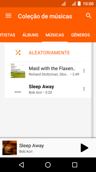 Pressione o arquivo de música desejado. Pressione o arquivo de música desejado.