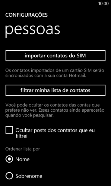 Pressione importar contatos do SIM. Pressione importar contatos do SIM.