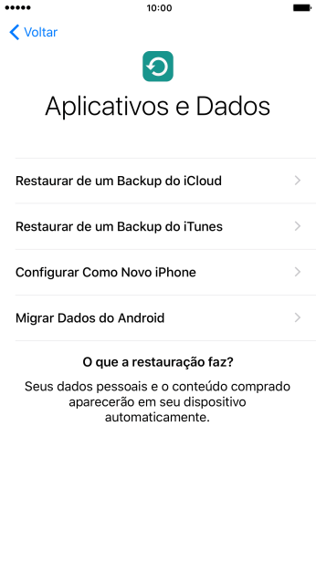 Pressione Restaurar de um Backup do iCloud. Pressione Restaurar de um Backup do iCloud.