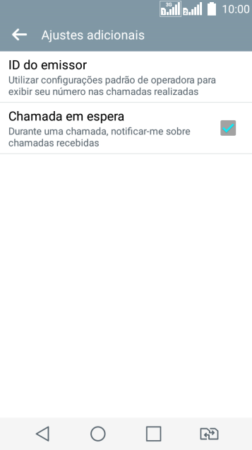 Pressione Chamada em espera para ativar ou desativar a função. Pressione Chamada em espera para ativar ou desativar a função.