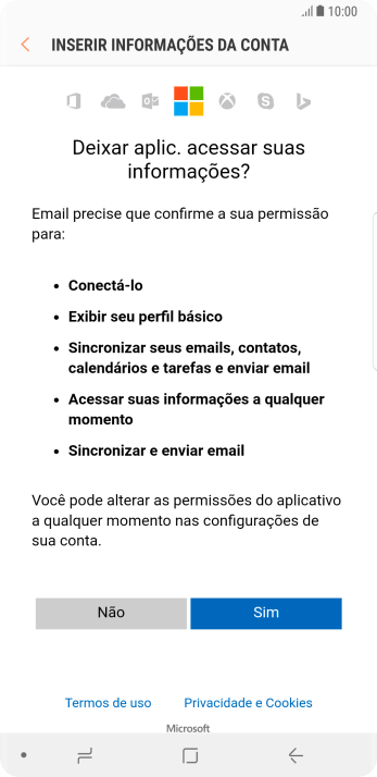 Se a tela mostrar essa imagem, sua conta foi reconhecida e configurada automaticamente. Siga as instruções da tela para inserir mais informações e finalizar a configuração. Se a tela mostrar essa imagem, sua conta foi reconhecida e configurada automaticamente. Siga as instruções da tela para inserir mais informações e finalizar a configuração.