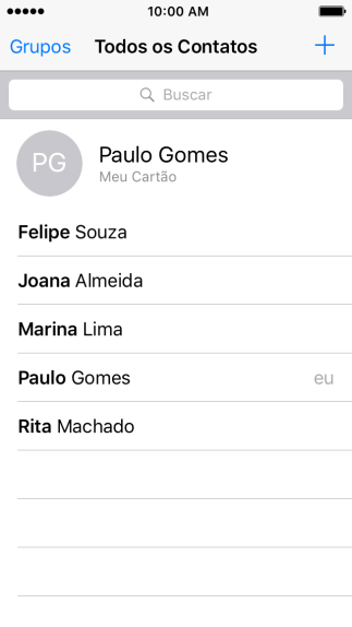 Pressione o ícone de novo contato. Pressione o ícone de novo contato.