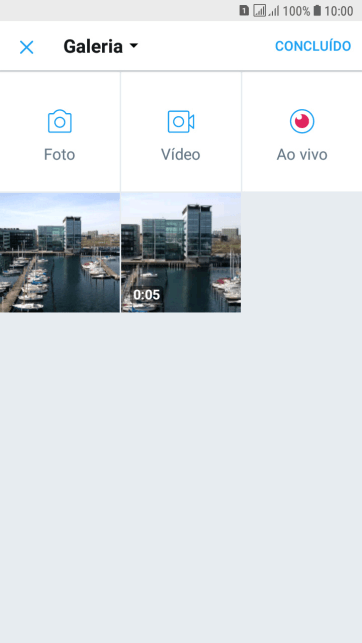 Pressione a foto ou o vídeo desejado. Pressione a foto ou o vídeo desejado.