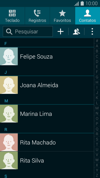 Pressione o ícone de novo contato. Pressione o ícone de novo contato.