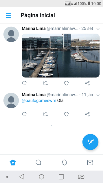 Pressione o ícone de novo tweet. Pressione o ícone de novo tweet.