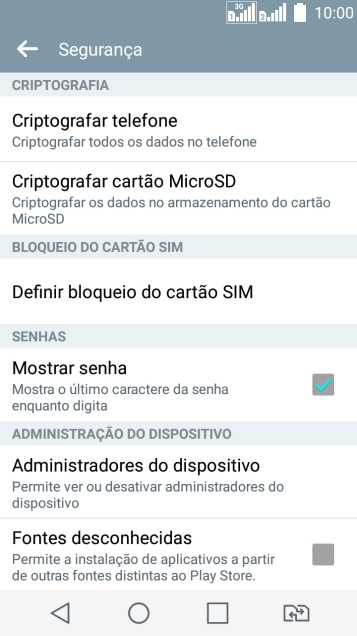 Pressione Definir bloqueio do cartão SIM. Pressione Definir bloqueio do cartão SIM.