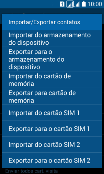 Pressione Importar do cartão SIM 1. Pressione Importar do cartão SIM 1.