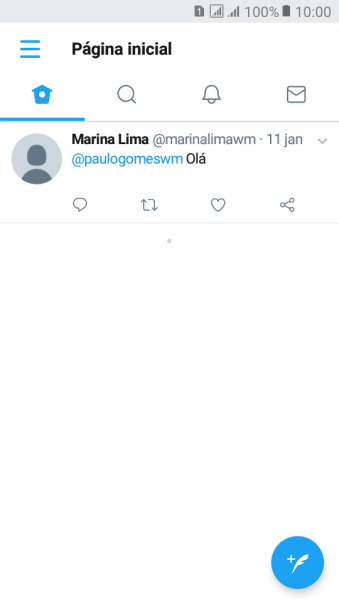 Pressione o ícone de novo tweet. Pressione o ícone de novo tweet.