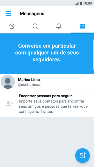 Pressione o ícone de nova mensagem. Pressione o ícone de nova mensagem.