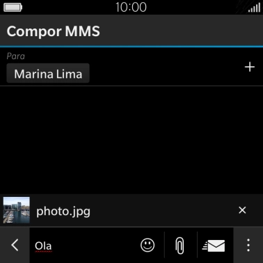 Pressione o ícone de enviar, quando você terminar de escrever a MMS. Pressione o ícone de enviar, quando você terminar de escrever a MMS.