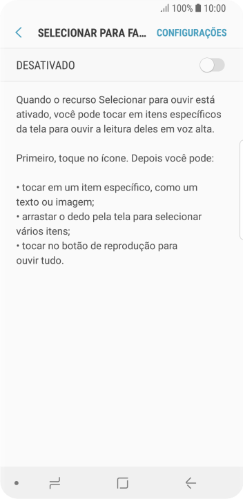 Pressione o indicador para ativar a função. Pressione o indicador para ativar a função.