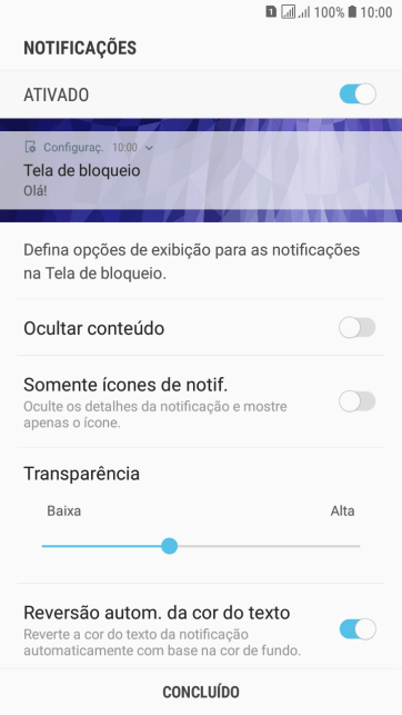 Pressione o indicador ao lado das configurações desejadas. Pressione o indicador ao lado das configurações desejadas.