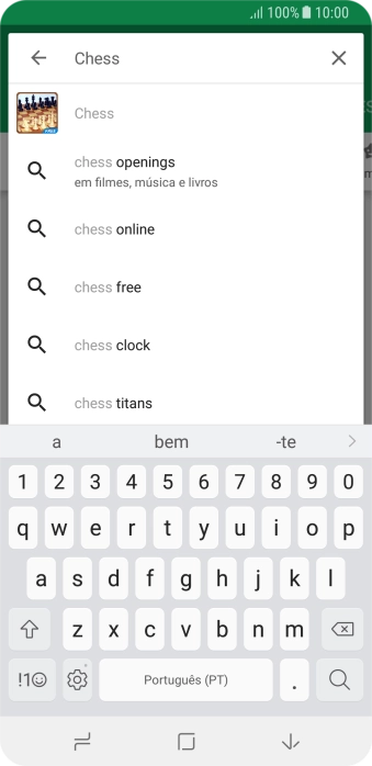 Insira o nome ou assunto do app desejado, e pressione o ícone de busca. Insira o nome ou assunto do app desejado, e pressione o ícone de busca.