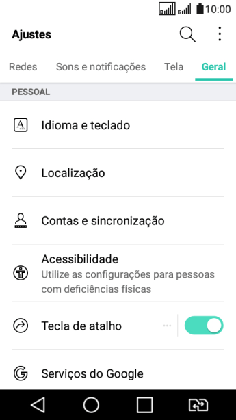 Pressione Contas e sincronização. Pressione Contas e sincronização.